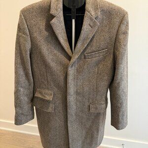 J. Crew 100% Wool Brown Herringbone Ludlow Topcoat (Size 40R)